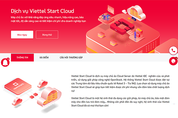 Tham khảo dịch vụ Viettel Start Cloud sử dụng nền tảng OpenStack tại Viettel IDC