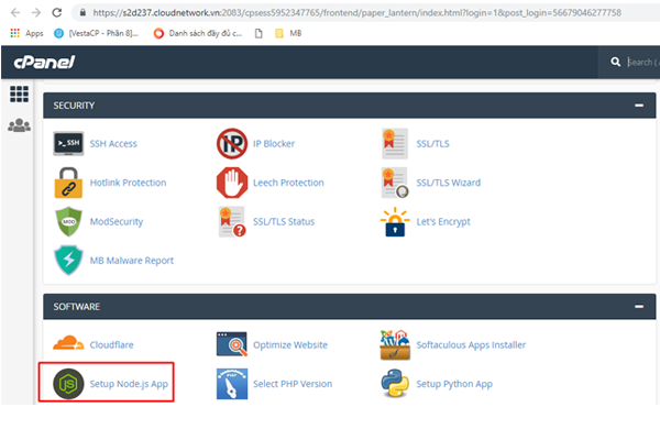 Bắt đầu quá trình cài đặt Node.js trên cPanel
