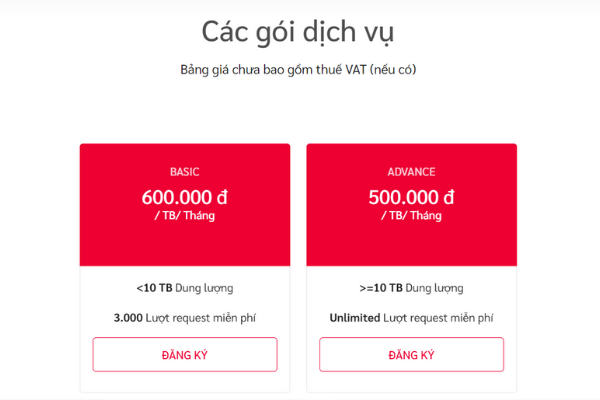 Bảng giá dịch vụ Cloud Data Archiving tại Viettel IDC