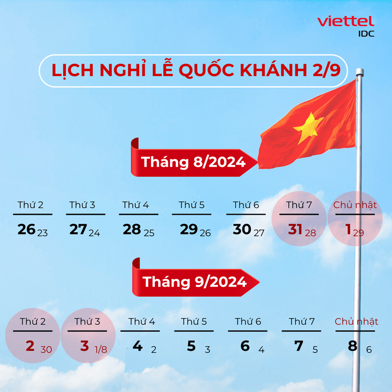 lịch nghỉ lễ 2/9/2024